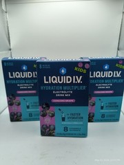 24 Liquid I.V. Kids Concord Grape Hydration Multiplier Drink Mix Sticks Ex 7/26+