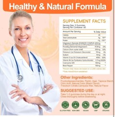 Magnesium Glycinate Gummies Orange 120 Gummies High Absorption, Diet Sup 600mg