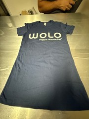 WOLO WanderBar Women’s Protein T-Shirt – Size Small, Navy Blue