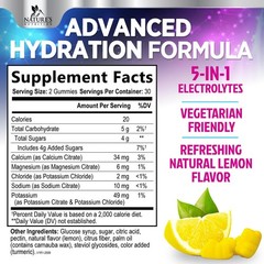 Hydration Electrolyte Gummies – Daily Liquid Replenisher 60 Count (Pack of 1)