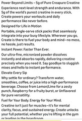 Create Creatine Monohydrate Powder Lemon Lime Dietary Supplement 30 sticks @ New