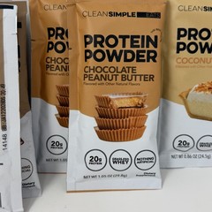 CLEAN SIMPLE EATS Whey Protein Powder Variety of Single Serve 8ct CHOCOLATE
