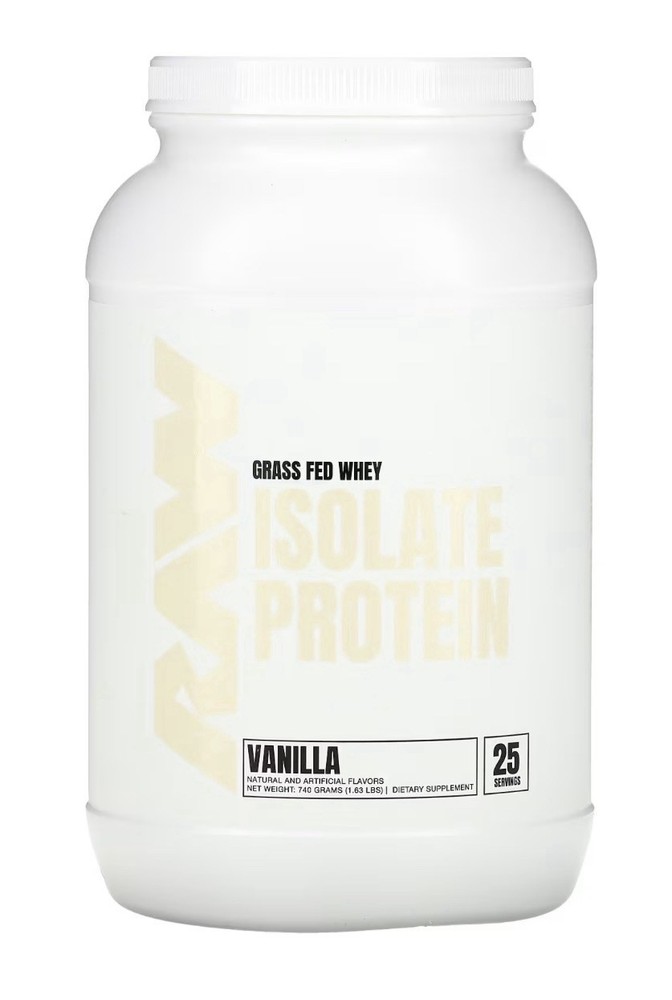 RAW Nutrition Grass Fed Whey Protein Isolate Vanilla GF Keto 25 Servs SHIPS FREE