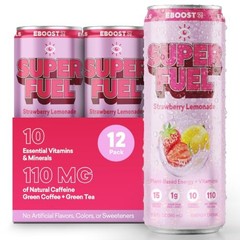 SUPER FUEL Healthy Energy Drink -: 11.5 Fl Oz (Pack of 12) Strawberry Lemonade