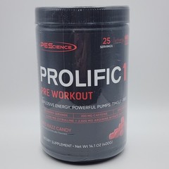 PEScience Prolific-1 Pre Workout Powder Tingle-Free – Red Razz Candy 14.1 oz