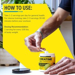 Creatine HCl Powder for Women and Men, Unflavored, 64 Servings | No Bloating or