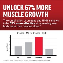 FORCE FACTOR Creatine HMB, 5g Creatine Monohydrate Powder, 3g myHMB, Support Mus