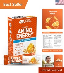 Tangerine Wave Energy Powder with Electrolytes – 7 Stick Packs for Hydration