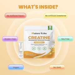 Creatine Monohydrate Micronized Powder – 10 Single-Serve Travel Packs 5g – Clean