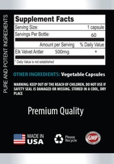 Deer Antler Velvet Extract Powder – Elk Velvet Antler 500mg (180 Capsules, 3B)