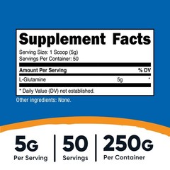 Nutricost L-Glutamine Powder 250 Grams – 50 Servings, Non-GMO, Gluten Free