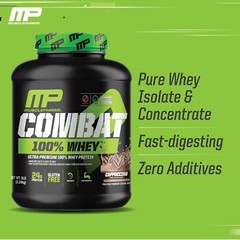 MusclePharm Combat 100% Whey Protein Powder – 5 lb, 70 Servings, Cappuccino