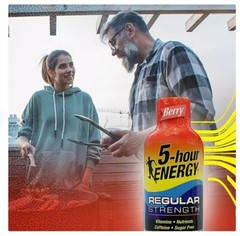 5 Bottles – 5-Hour Energy Regular Strength Shot, Berry, 1.93 fl oz