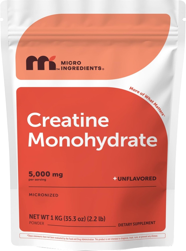 Micro Ingredients Creatine Monohydrate Powder 1 kg 2.2 Lbs, 5000mg Per Serv, …