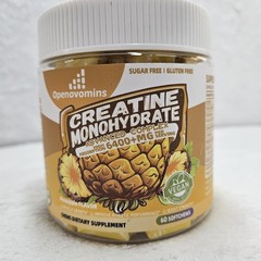 Openovomins Creatine Monohydrate Gummies Pineapple 60ct EXP 12/2026 New