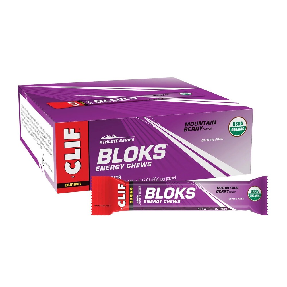 New CLIF Bloks Energy Chews Mountain Berry 18 Bars x 60g