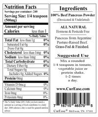 ORGANIC Argentine Desiccated BEEF PANCREAS Powder UNDEFATTED 240 Servings 4.2 oz