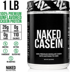 NAKED Casein – 1Lb Micellar Casein Protein – Bulk, Zero Carb, Gmo-Free, Gluten F