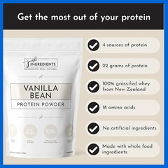 JUST INGREDIENTS Vanilla Protein Powder 15 Servings 22g Grass Fed Whey 2PK