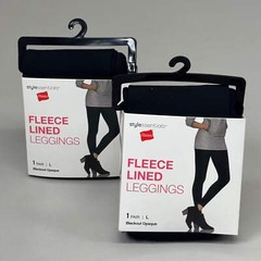 HANES (2 PACK) Style Essentials Fleece Lined Leggings Womens Sz L Blackout 28466