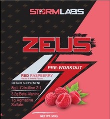 Storm Labs Zeus Pre Workout Supplement (30 Servings) Red Raspberry -Pump/Focus