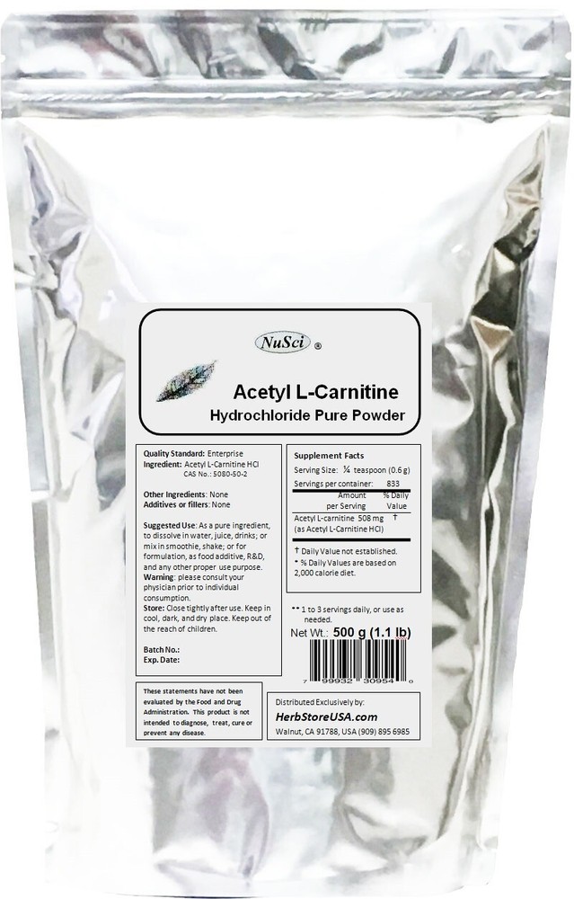 100% PURE 500g ACETYL L-CARNITINE (ALCAR) POWDER Amino Acid memory