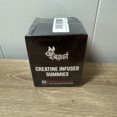 Beast Creatine InFused Gummies 8/27 60 Count Strawberry Fruit Punch Z7