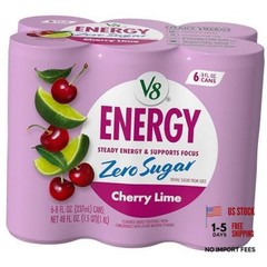 Energy Energy Drink 8 fl. oz. Can Pack of 6 (8 Fl Oz) Zero Sugar Cherry Lime