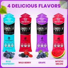 NewTrition Active Energy Shots 24ct 125mg Caffeine B12 Focus Energy Drink Pouch