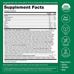 Zena Organic Supergreens Powder, Mixed Berry, 30 Servings 70+ Superfoods, 0Sugar