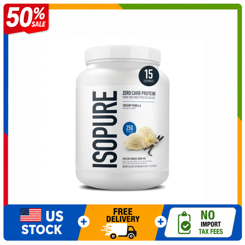 Isopure Zero Carb Whey Protein Isolate Powder, Vanilla, 15 Servings