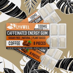 All Natural Energy Focus Coffee fitness Gum 3 Packs pre-workout 100mg Caffeine