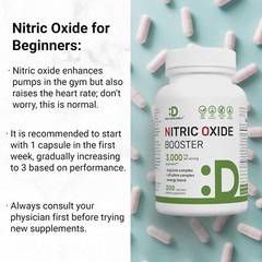 Nitric Oxide Booster Supplement – L-Arginine, L-Citrulline 3000mg – 300 Capsules
