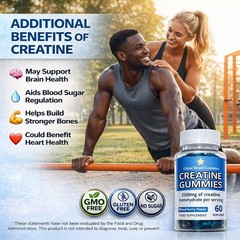 Creatine Gummies 3 Pack Lot 180 Ct 2500mg Muscle Growth Energy Gluten Free