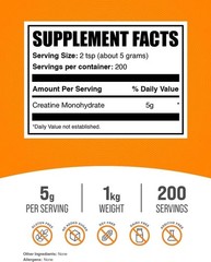 BulkSupplements.com Creatine Monohydrate Powder 2.2 Pound (Pack of 1), White