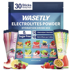 WASETLY Electrolytes Powder Drink Mix Sugar-Free Variety Pack 30 Sticks