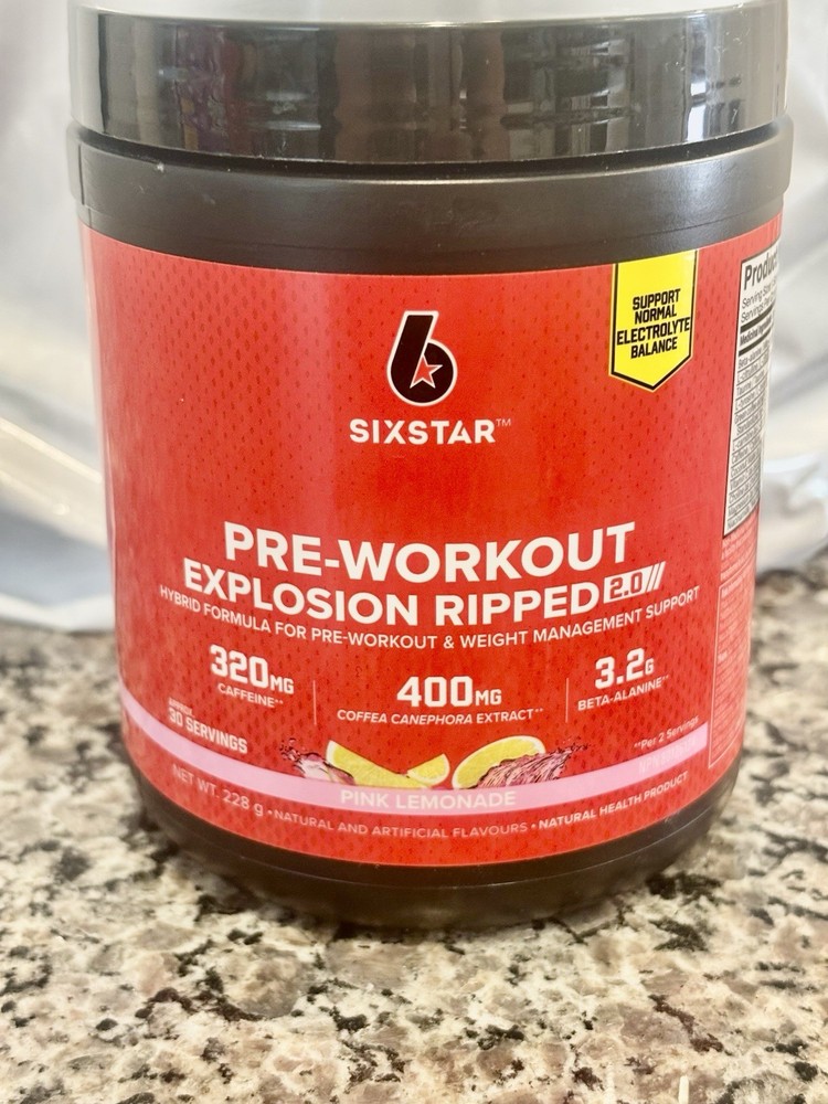 SixStar Pre-Workout Explosion Ripped 2.0 Powder Pink Lemonade 228g 320mg