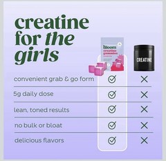 ONE PACK – Bloom Creatine Monohydrate Gummies Berry Boost 36 Count 5g Sugar-Free