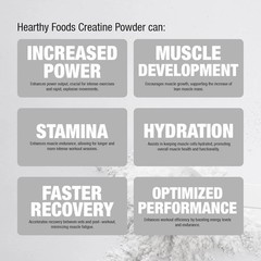 HEARTHY FOODS Creatine Monohydrate Micronized Powder 500G – 100 Servings, 5000mg