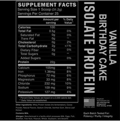 Origin Whey Protein Isolate Vanilla BdayCake 25scp KETO No artificial Sweeteners
