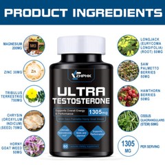 Testosterone Booster for Men, Male Enhancement Pills, Energy, Libido 60 Capsules