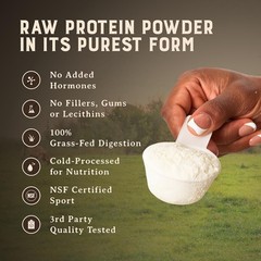 HEART & SOIL Grass Fed Whey Protein Powder 2lbs – Unflavored 24g Protein per Ser