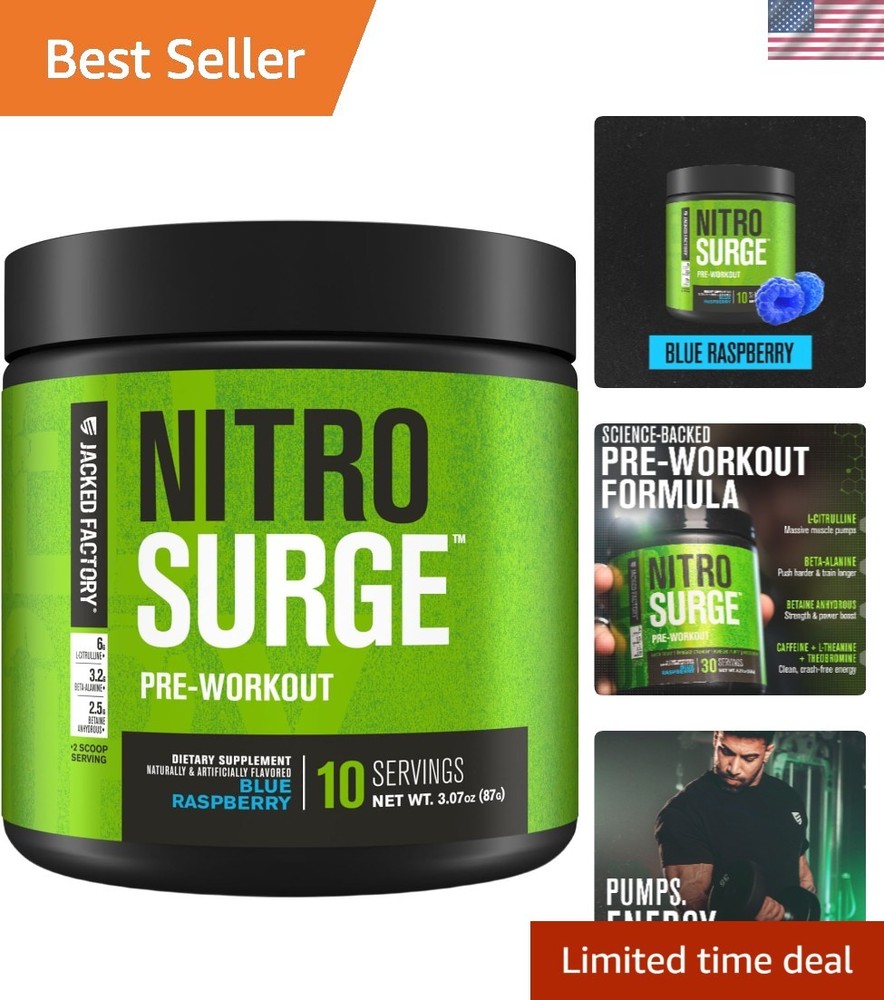 Intense Energy & Strength Gains – NITROSURGE Pre Workout Powder, 10 Servings