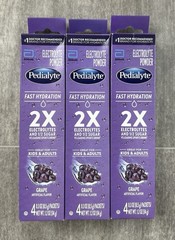 PEDIALYTE ELECTROLYTE POWDER PACKETS GRAPE 4 CT X 3 (12 TOTAL) EXP JAN 2027
