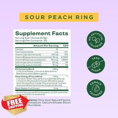 Bloom Nutrition Sour Peach Ring pre-workout 30 servings