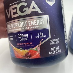 Lot Of 2 Vega Pre-Workout Energy 25 Servings Fruit Punch Exp 1/7/2027 New Sealed