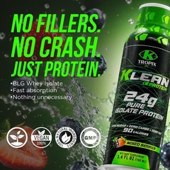 Protein Shot 24g Whey Isolate Zero Sugar Pack of 12 3.4oz KTROPIX Klean Carbs