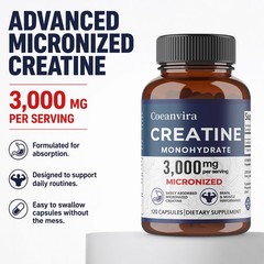 Coeanvira Micronized Creatine Monohydrate Easily Absorbed Muscle 120 Capsules