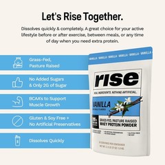 Rise Grass-Fed Whey Protein Powder – Vanilla | 25g Protein No Artificial Flavors