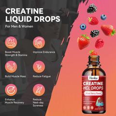 Creatine HCL Liquid Drops for Men & Women, Creatine Hydrochloride with L-Carniti